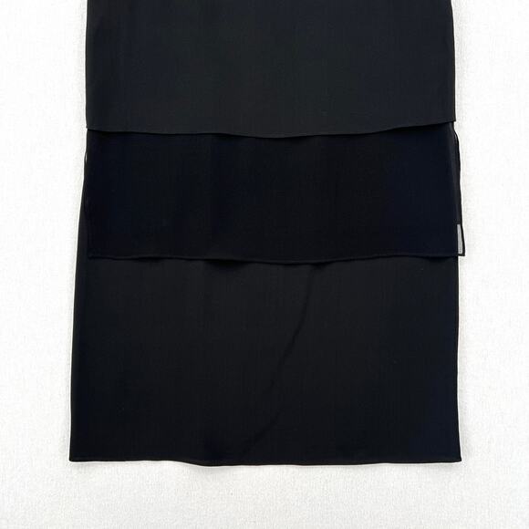 VINCE Silk Dress Womens Small Black Sleeveless Layered Shift Crew Knee Length - Picture 6 of 16